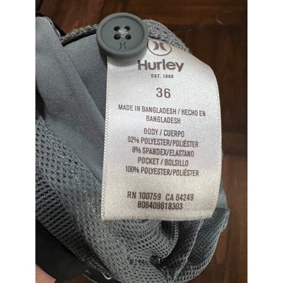 Hurley Grey Shorts Lightweight 9" inseam Pockets Skater Flat Front Casual  36 - Picture 7 of 7